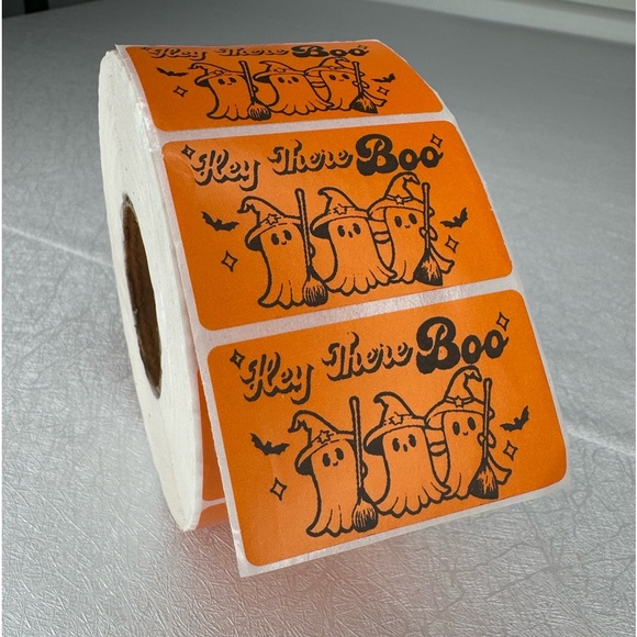 Hey Boo orange Sticker, Ghost Sticker, Halloween Sticker packaging stickers new - Picture 8 of 11